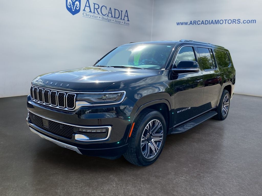 2024 Jeep Wagoneer L Series II in Diamond Black Crystal Pearlcoat — front three-quarter view