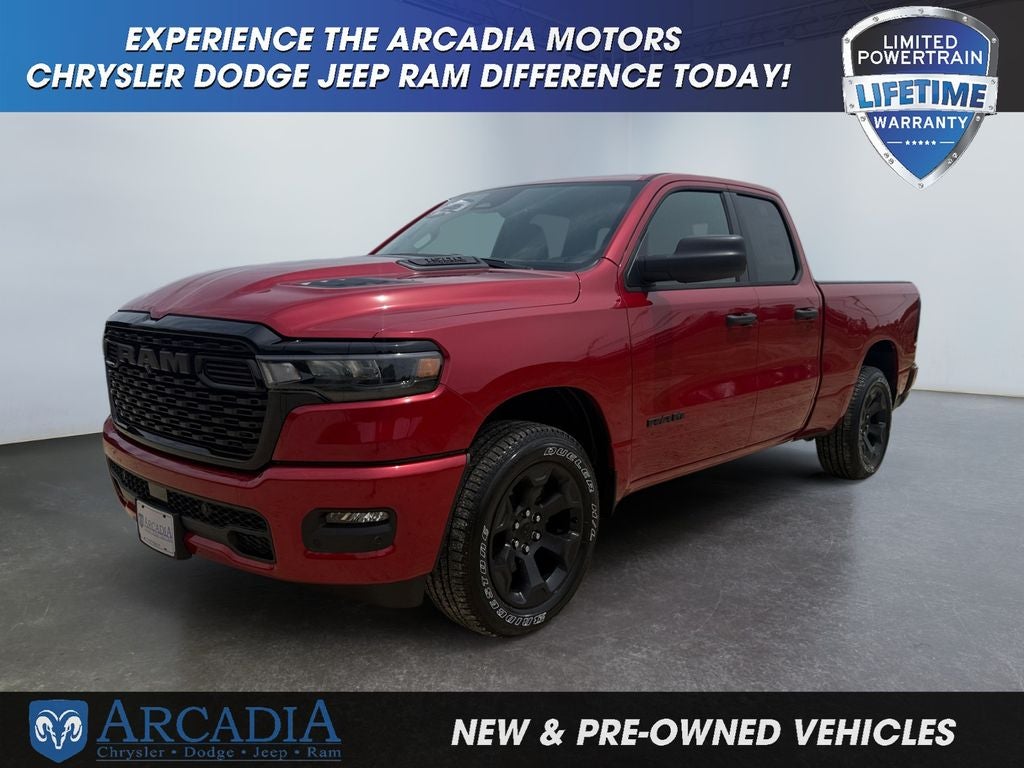 2026 RAM 1500 Express in Molten Red Pearlcoat — front three-quarter view