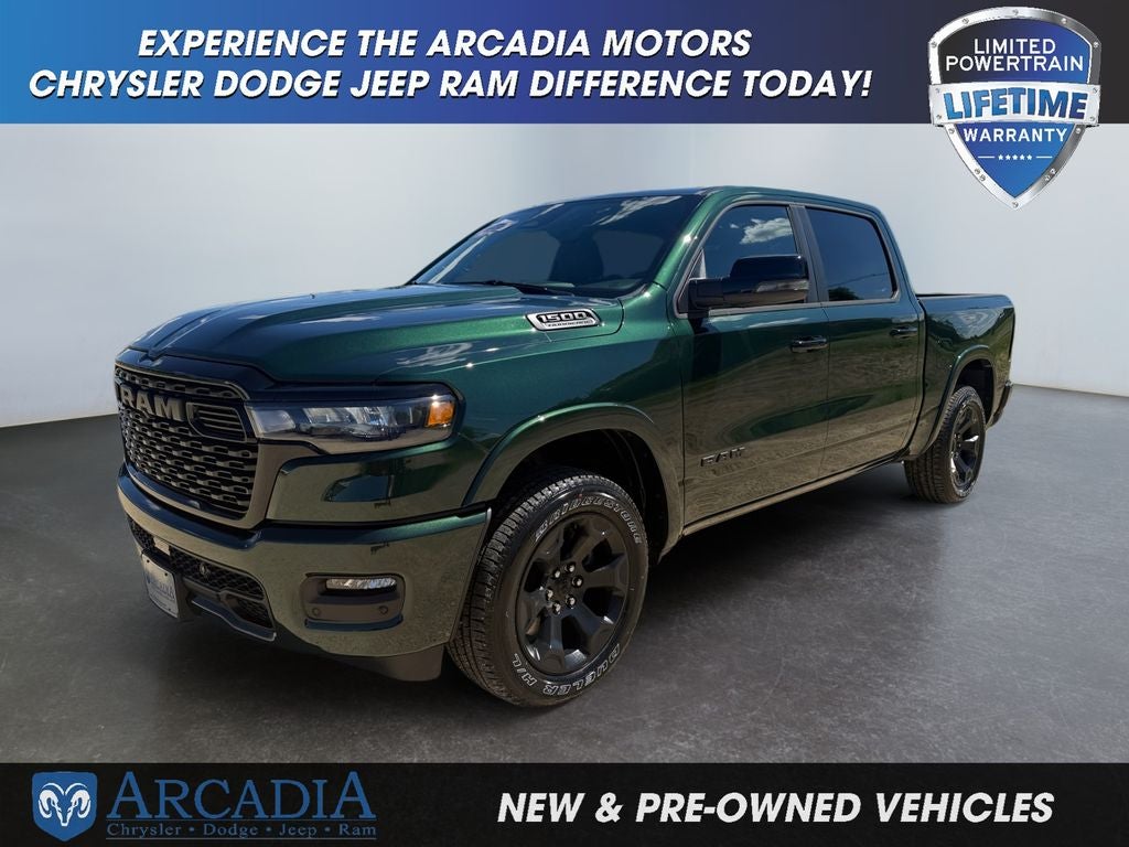 2026 RAM 1500 Big Horn in Serrano Green Metallic — front three-quarter view