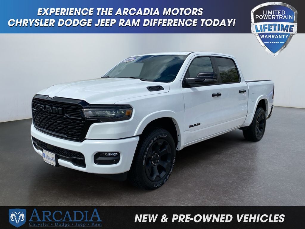 2026 RAM 1500 Big Horn in Bright White Clearcoat — front three-quarter view