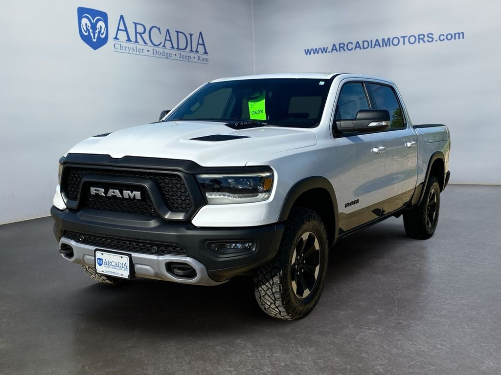 2022 RAM 1500 Rebel in Bright White Clearcoat — front three-quarter view