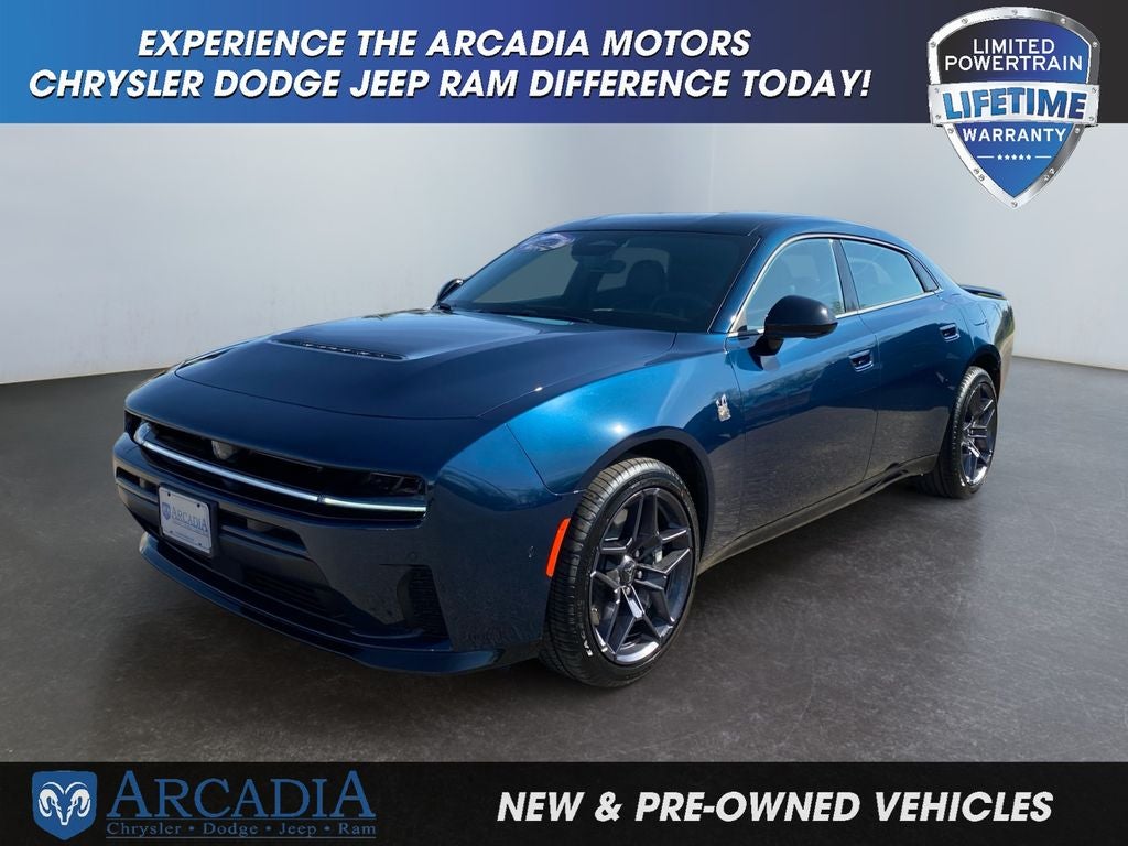 2026 Dodge Charger Scat Pack Plus in After Dark — front three-quarter view