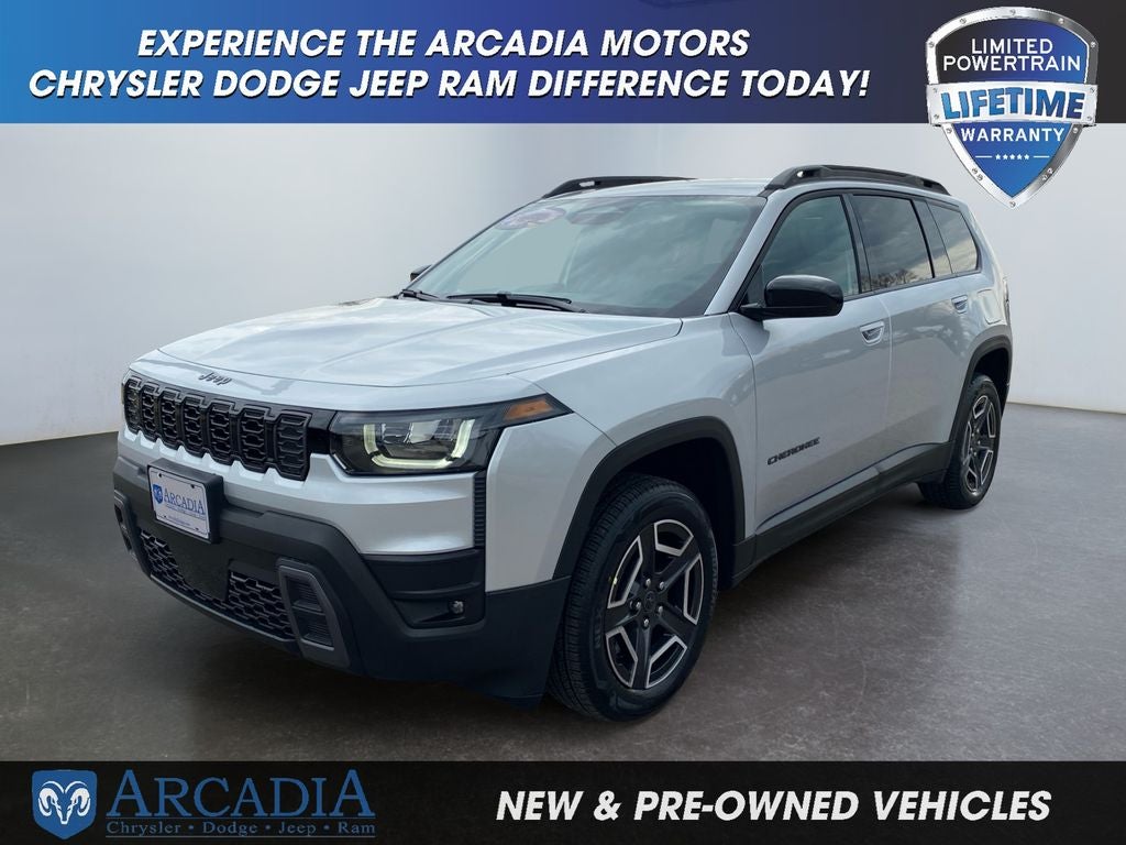 2026 Jeep Cherokee Laredo in Silver Zynith Clearcoat — front three-quarter view