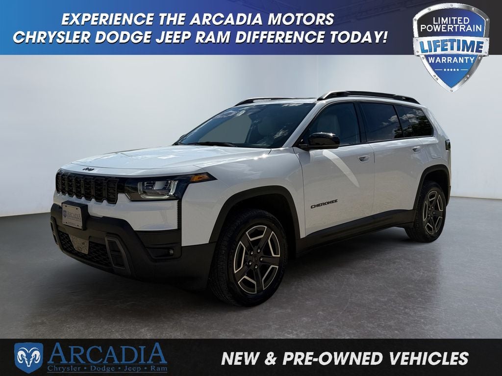 2026 Jeep Cherokee Limited in Bright White Clearcoat — front three-quarter view